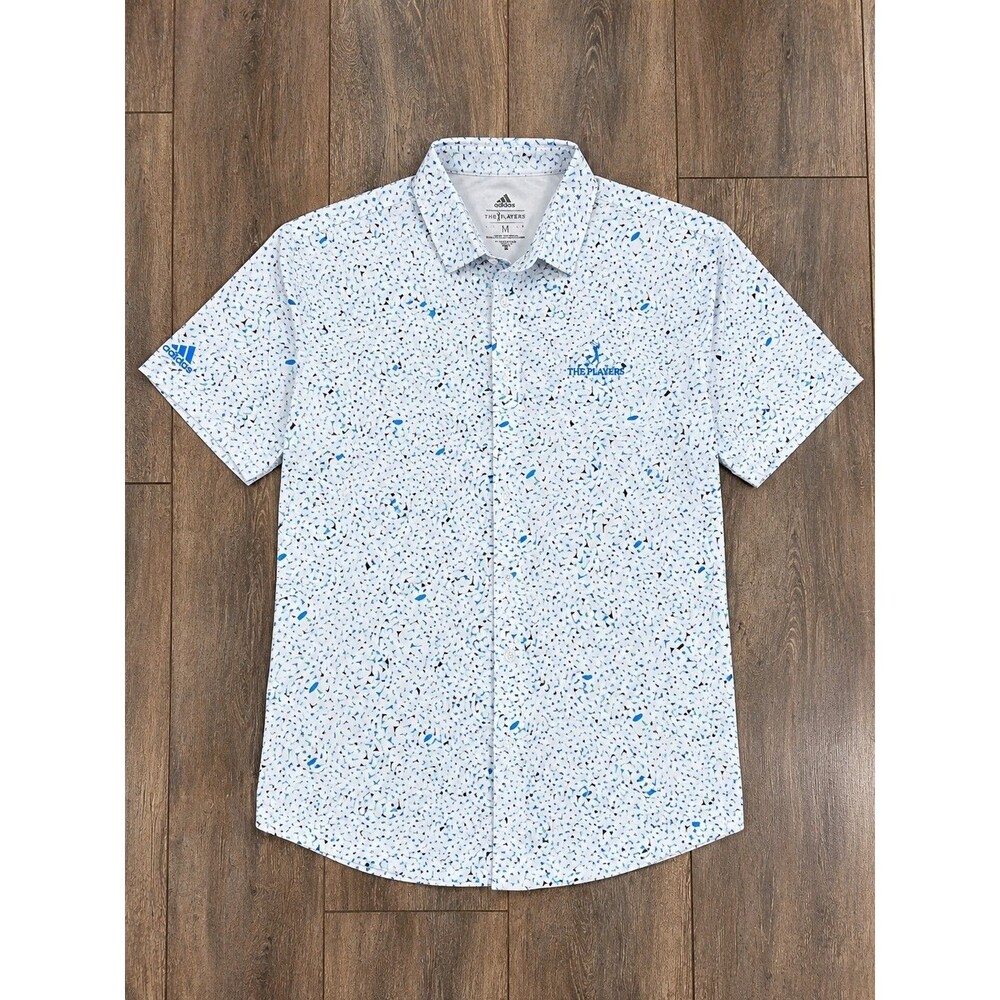 Adidas Poipu Bay Golf Polo Men's M White Blue Parley Ocean Plastic Kauai